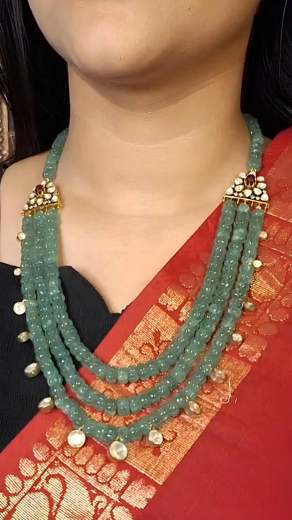 Gauri Mozonite Polki Long Necklace