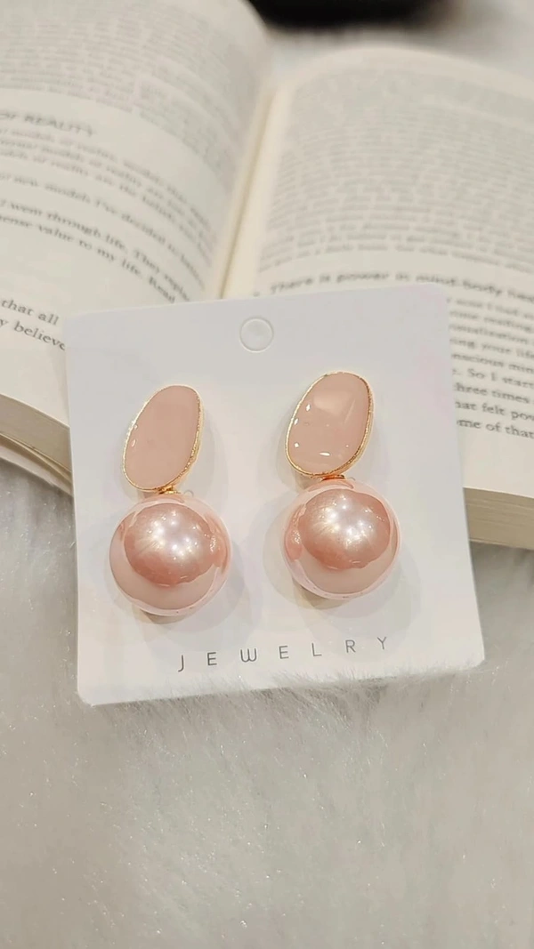 Pink Pearl Drop Earings
