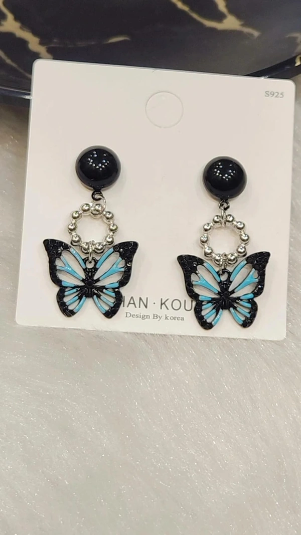 Blue Black Butterfly Earings