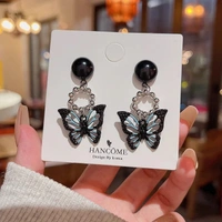 Blue Black Butterfly Earings