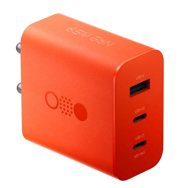 Nothing 65W GaN 3A Multiport Mobile Adapter Charger Trio Compatible for Nothing Devices (Orange)