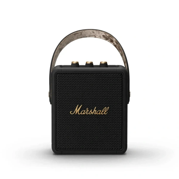 Marshall Stockwell II Portable Bluetooth Speaker with 20+ Hours of Portable Playtime, (360° Sound), Water-Resistant (IPX4) – Black & Brass.