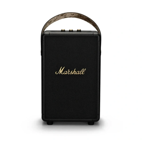 Marshall Tufton Portable Bluetooth Speaker with 20+ Hours of Portable Playtime, (360° Sound), Water-Resistant (IPX2) - Black & Brass.