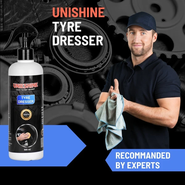 UNIESHINE Tyre Polish (500ML) & Dashboard Polish (500ML) with 2 Polish Applicator Sponges - 500ML