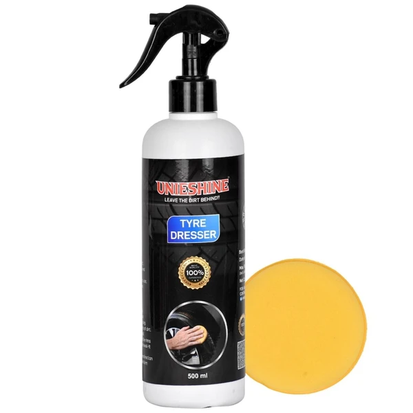 UNIESHINE Tyre Dresser Polish (500ML) With Applicator Sponge - Blue