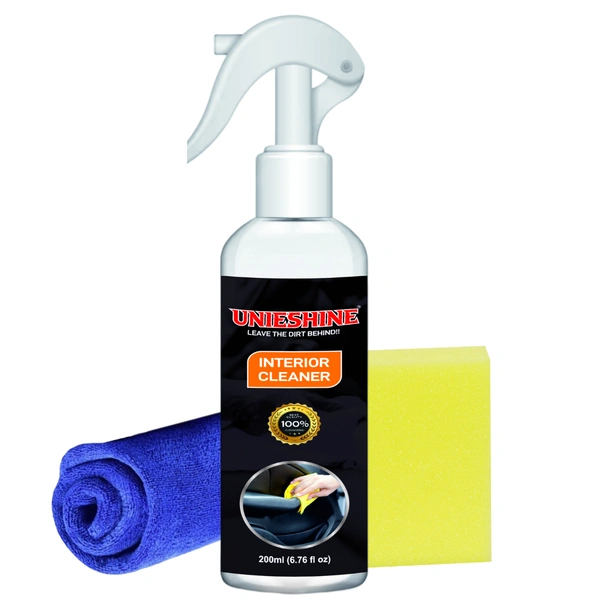 UNIESHINE 200ML Interior Cleaner for Car with Microfiber Cloth – Dashboard, Seats & Trim Cleaning Solution