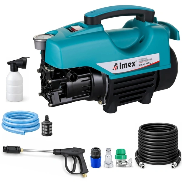 AIMEX Aimex D3 High Pressure Washer 1800W | 120 Bar Portable Power Washer | 10L/Min Flow with 8m Hose Pipe | Electric Car & Bike Washer Machine for Home & Outdoor Cleaning