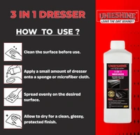 UNIESHINE 1L 3 in 1 Dresser – Cream Based Interior Polish, Shine & Protection for Tyres, Plastic & Rubber