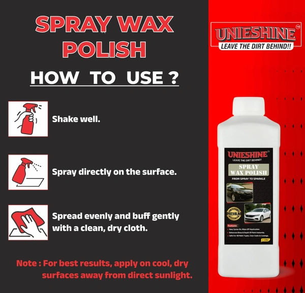 UNIESHINE 1L Liquid Wax Spray | Car & Bike Shine Polish