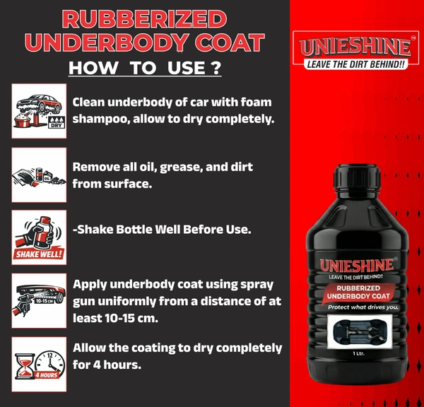 UNIESHINE 1L Rubberized Underbody Coating | Anti Rust
