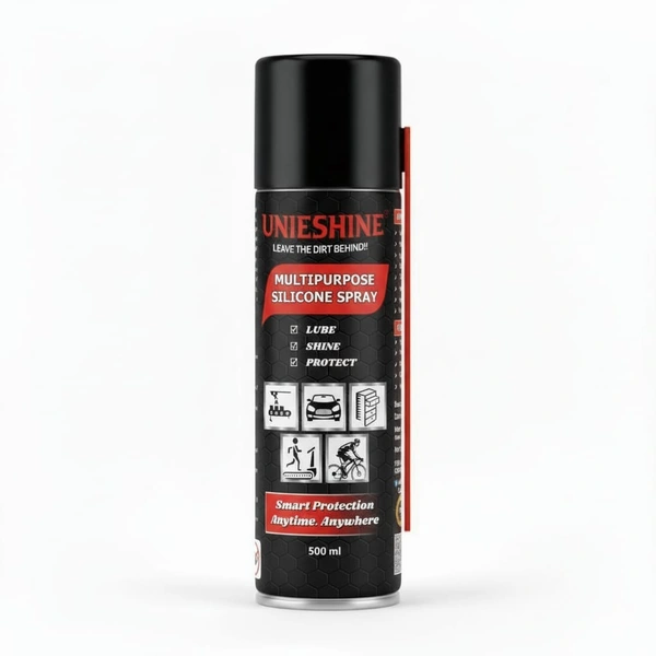 UNIESHINE Multipurpose Silicone Spray 500ML – Silicone Lubricant & Protectant for Automotive, Industrial, Home & Gym Equipment | Anti-Rust, Waterproof, Non-Sticky Formula