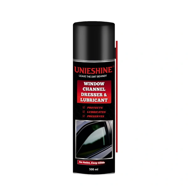 UNIESHINE Window Channel Dresser & Lubricant Spray 500ML – Rubber Beading Restorer for Car Doors, Sunroofs & Weather Strips | Reduces Noise, Friction & Sticking