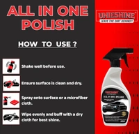 UNIESHINE All in One Polish 500ML – Silicone-Based Car & Bike Polish for Dashboard, Plastic, Tyre & Trim | Instant Shine Interior and Exterior Protective Gloss Finish