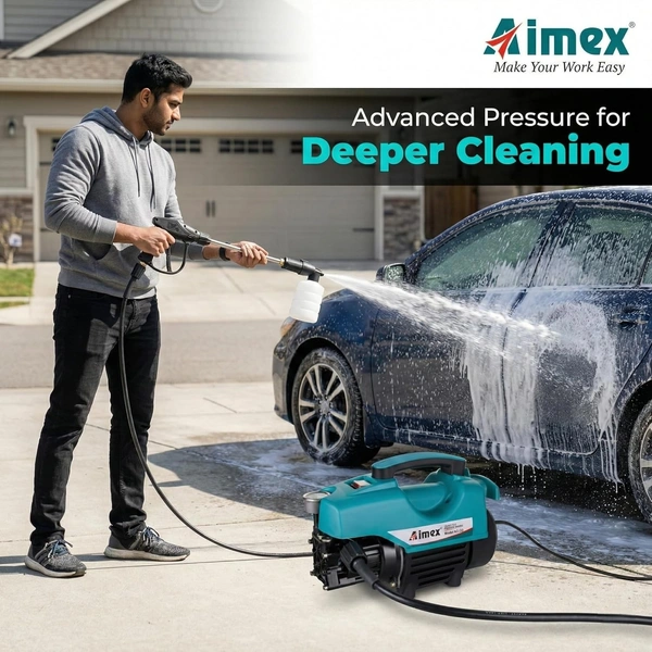 AIMEX Aimex D3 High Pressure Washer 1800W | 120 Bar Portable Power Washer | 10L/Min Flow with 8m Hose Pipe | Electric Car & Bike Washer Machine for Home & Outdoor Cleaning