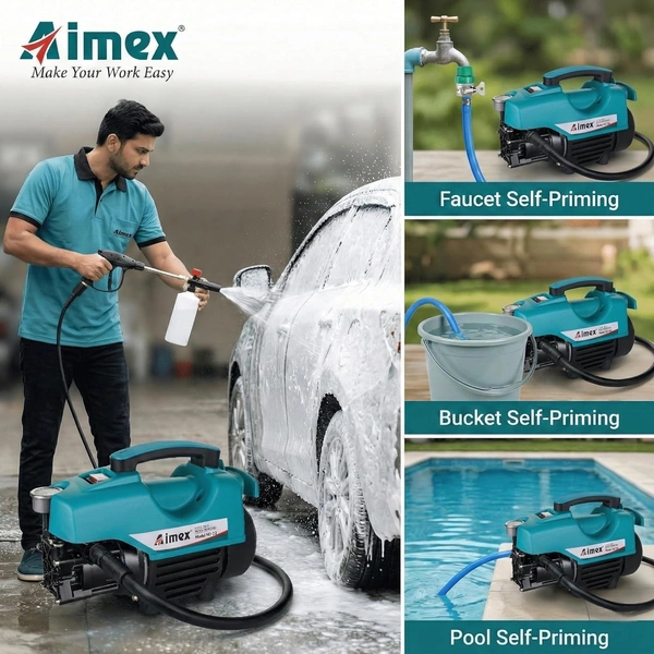 AIMEX Aimex D3 High Pressure Washer 1800W | 120 Bar Portable Power Washer | 10L/Min Flow with 8m Hose Pipe | Electric Car & Bike Washer Machine for Home & Outdoor Cleaning