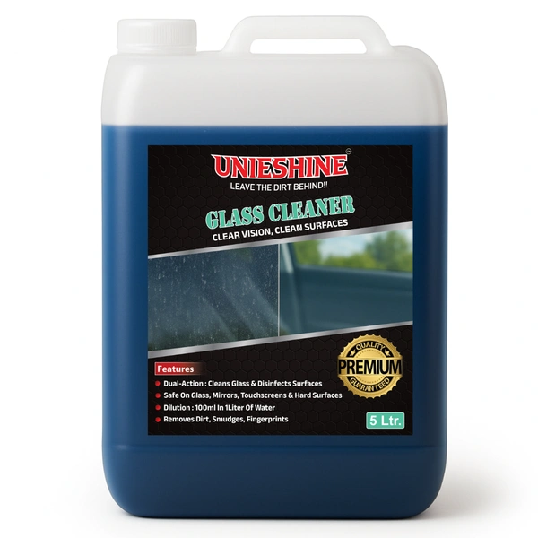 UNIESHINE Concentrated Glass & Surface Cleaner 5L | Makes 50 Litres | Streak-Free Window & Mirror Cleaning Solution | Removes Oily Soil & Finger Marks | Multi-Surface Cleaner Liquid