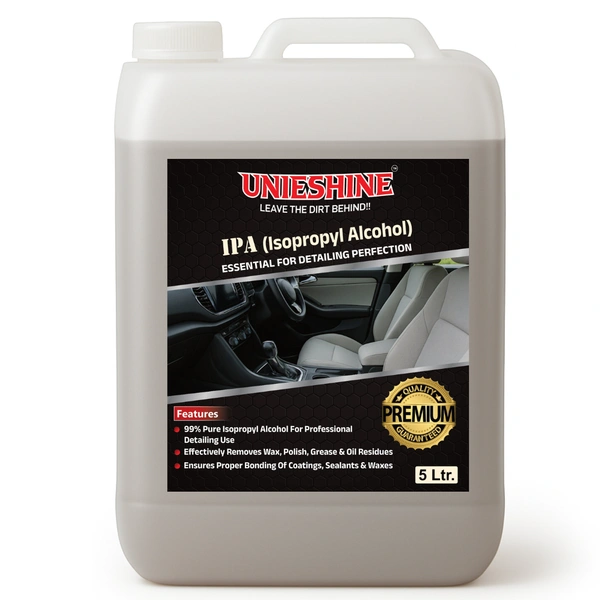 UNIESHINE 5L IPA Isopropyl Alcohol | High-Purity Surface Prep Cleaner for Car & Bike Detailing | Removes Oil, Wax, Adhesive & Polish Residue | Ideal for Paint Correction & Coating Preparation