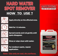 UNIESHINE Hard Water Spot Remover 5L | Limescale & Mineral Stain Remover | Descaler for Car Glass, Chrome, Tiles & Mirrors | Bathroom & Kitchen Tap Cleaner | Restores Shine & Clarity