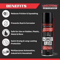 UNIESHINE Multipurpose Silicone Spray 500ML – Silicone Lubricant & Protectant for Automotive, Industrial, Home & Gym Equipment | Anti-Rust, Waterproof, Non-Sticky Formula