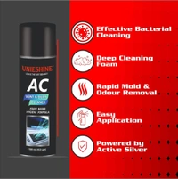 UNIESHINE AC Vent & Duct Cleaner 500ML | Car & Home Air Conditioner Cleaning Foam Spray | Antibacterial Odor Neutralizer | Removes Dust, Bacteria & Musty Smell