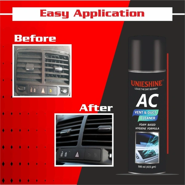 UNIESHINE AC Vent & Duct Cleaner 500ML | Car & Home Air Conditioner Cleaning Foam Spray | Antibacterial Odor Neutralizer | Removes Dust, Bacteria & Musty Smell