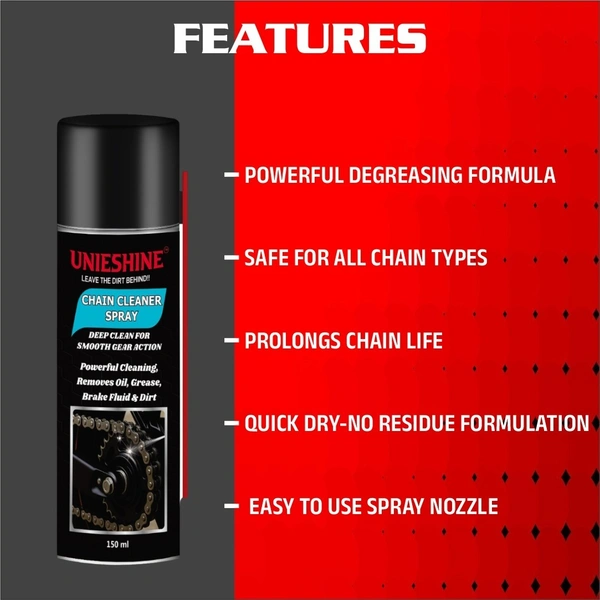 UNIESHINE Chain Lube & Cleaner Kit 150ML Each | Fast-Dry Anti-Rust Chain Care Spray | Long-Lasting Lubrication for Motorcycles, Bicycles, Cars & Industrial Equipment
