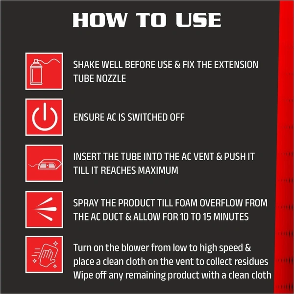 UNIESHINE AC Vent & Duct Cleaner 500ML | Car & Home Air Conditioner Cleaning Foam Spray | Antibacterial Odor Neutralizer | Removes Dust, Bacteria & Musty Smell