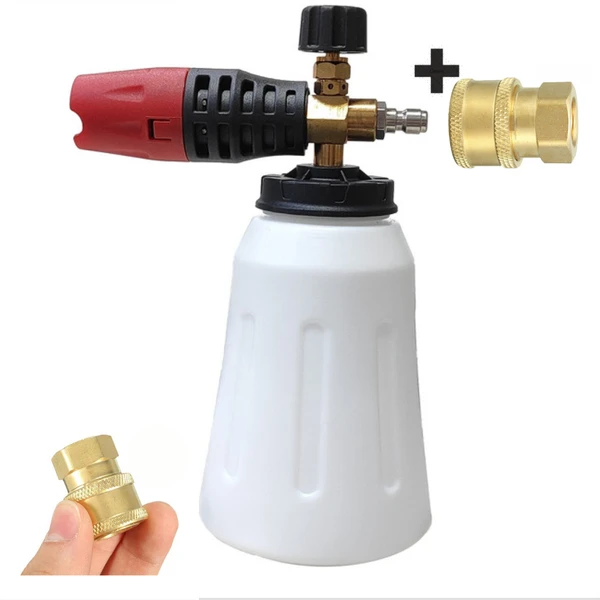 UNIESHINE Adjustable Pro Foam Blaster Professional Foam Canon | 1.1L Super Snow Foam Lance with 1/4' Brass Quick Connector for Pressure Washer Gun - Red