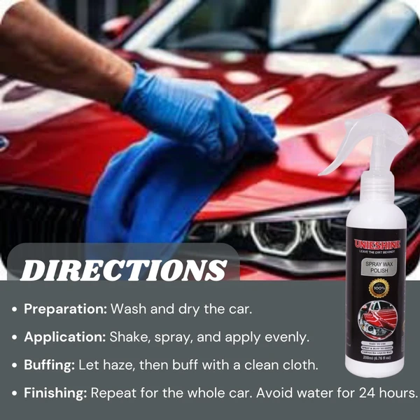 UNIESHINE Spray Wax Polish (200ML) With Microfiber Cloth