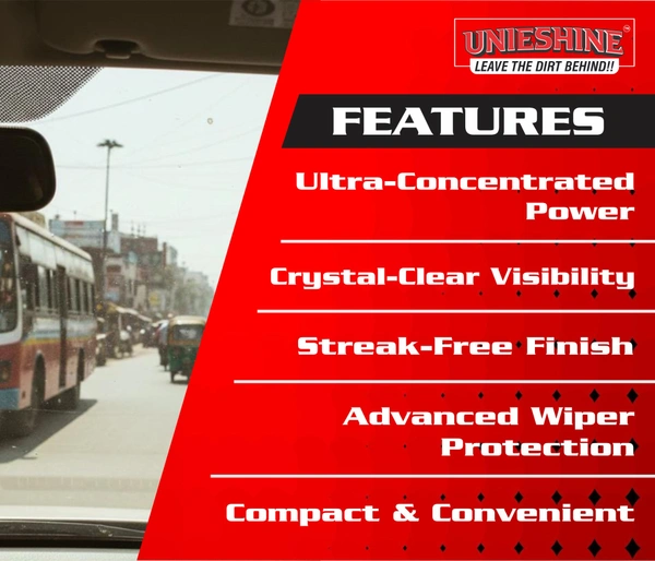 UNIESHINE Car Windshield Washer Concentrate 150ML x 2 | Windshield Wash Fluid & Glass Cleaner | 15ML per Tank | Streak-Free Wiper Liquid for Crystal Clear Visibility | Pack of 2