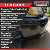 UNIESHINE Ultra Trim Restore+ 500ML – Plastic & Rubber Restorer for Car and Bike Trim | Dashboard Polish with UV Protection, Non-Greasy Long-Lasting Shine