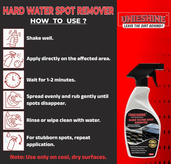 UNIESHINE Hard Water Spot Remover 500ML Limescale Mineral Deposit Remover Descaler for Car Glass Chrome Tiles Mirrors Bathroom Kitchen Tap Cleaner