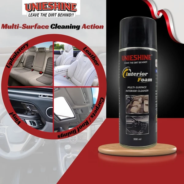 UNIESHINE Foam Interior Cleaner (500ML) With Sponge & Microfiber Cloth