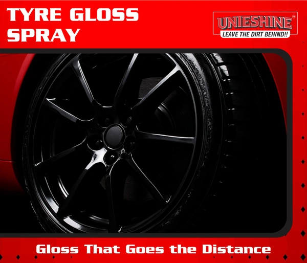 UNIESHINE Tyre Gloss Spray 500ML – Car & Bike Tire Shine Protectant | Long-Lasting Wet Look Finish, UV Resistant, Non-Sticky Rubber Dressing