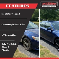 UNIESHINE Waterless Wash and Wax 500ml with Microfiber Cloth – Waterless Car Wash Spray & Instant Car Polish | Cleans, Shines and Protects with High Gloss Finish for Car & Bike