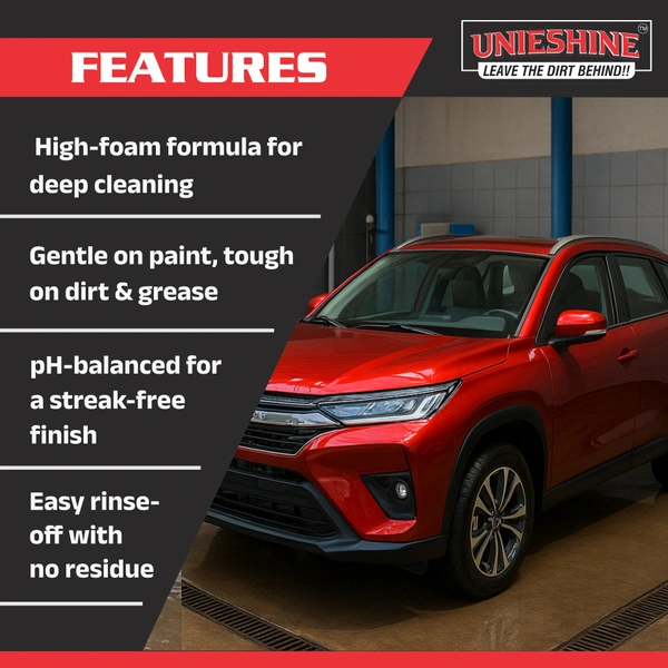 UNIESHINE Foam Wash Car Shampoo Concentrate 5L | pH Neutral Snow Foam | Extreme Suds Car Wash Soap | Safe for All Paints | Powerful Dust & Grime Removal | Professional Car Detailing Shampoo