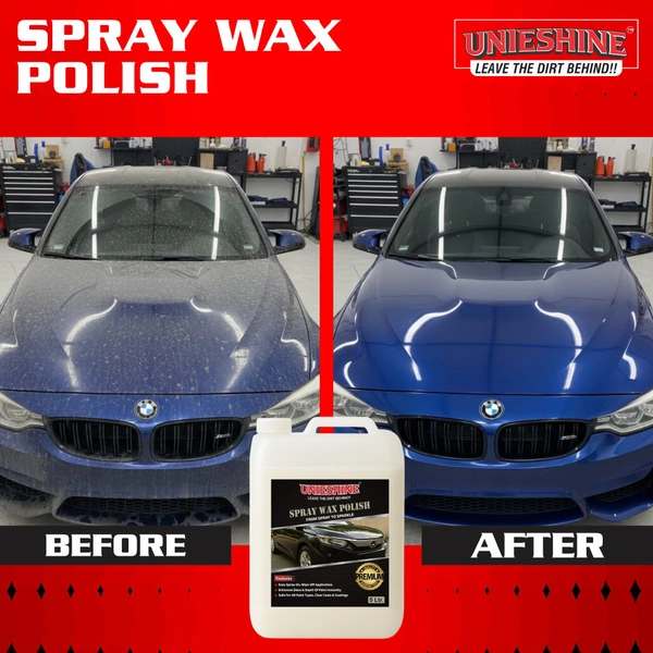 UNIESHINE Premium Liquid Wax Polish 5L | Instant Car & Bike Shine | Spray & Wipe Car Polish | Long-Lasting Paint Protection | Glossy Smooth Finish Wax