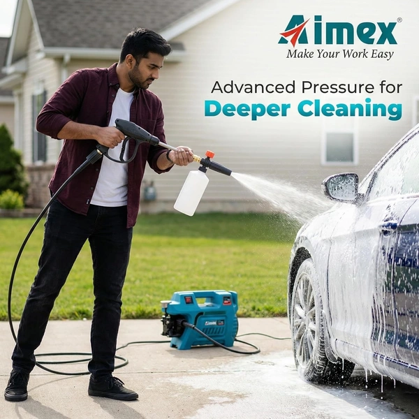 AIMEX Aimex D7 Plus Electric High Pressure Car Washer 2200W | 150 Bar Pressure Washer with Copper Winding | Portable Car & Home Cleaning Machine with 10M Hose (Blue)