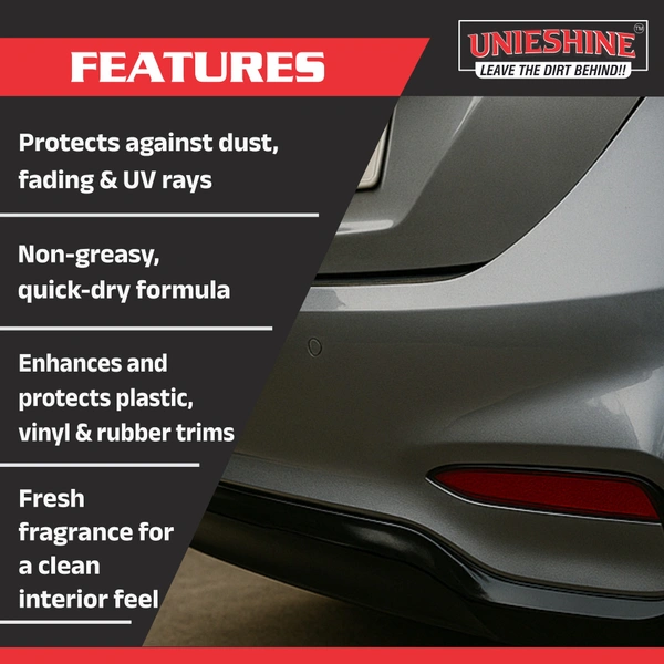 UNIESHINE 1L 3 in 1 Dresser – Cream Based Interior Polish, Shine & Protection for Tyres, Plastic & Rubber