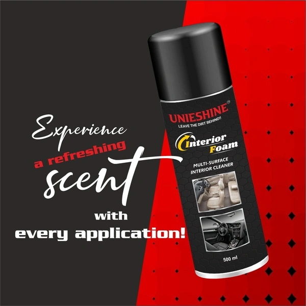 UNIESHINE Car Interior Foam Cleaner 500ml – Multi-Surface Upholstery & Leather Cleaner for Car Seats, Dashboard, Roof Lining & Sofa | Deep Cleaning Stain & Odor Remover
