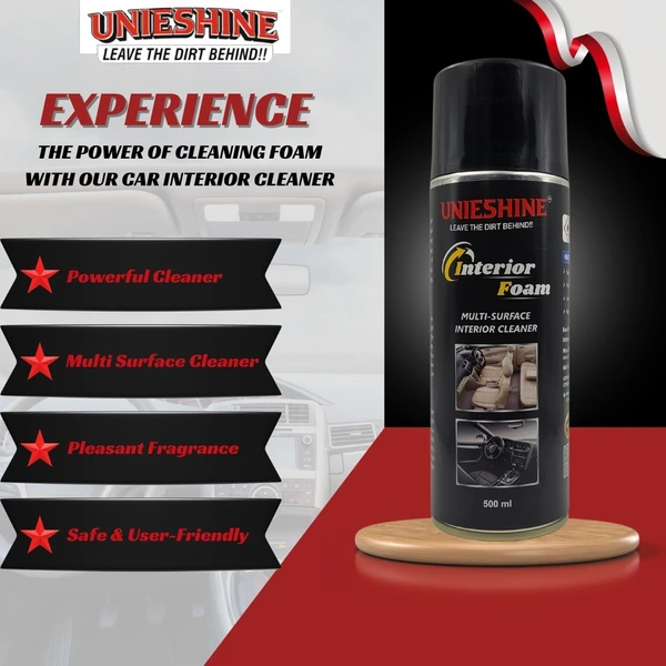 UNIESHINE Foam Interior Cleaner (500ML) With Sponge & Microfiber Cloth