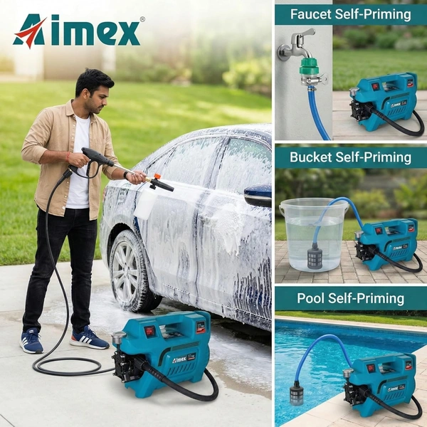 AIMEX Aimex D7 Plus Electric High Pressure Car Washer 2200W | 150 Bar Pressure Washer with Copper Winding | Portable Car & Home Cleaning Machine with 10M Hose (Blue)