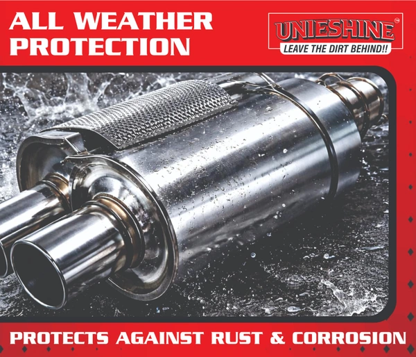 UNIESHINE Car Silencer Coating Spray 400ML – Exhaust & Underbody Anti-Rust Coating for 4 Wheelers | Silver Heat-Resistant Corrosion Protection, Diesel Wash Resistant