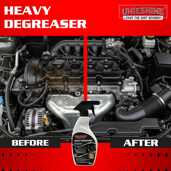 UNIESHINE Heavy Duty Degreaser 500ml Powerful Multi Surface Cleaner for Engine Bike Car Parts Removes Oil Grease Grime Fast Acting Residue Free Formula Safe on Metal Painted Surfaces