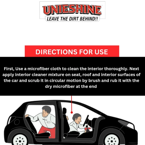 UNIESHINE Interior Cleaner (200ML) With Microfiber Cloth & Polish Applicator