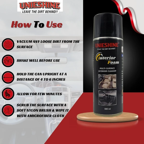 UNIESHINE Foam Interior Cleaner (500ML) With Sponge & Microfiber Cloth