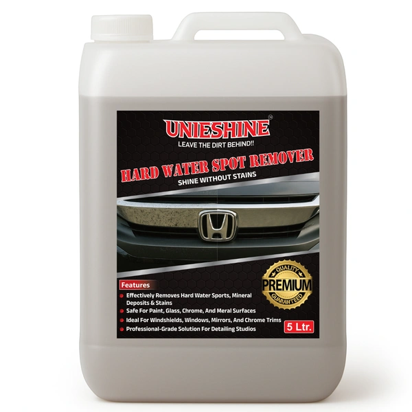 UNIESHINE Hard Water Spot Remover 5L | Limescale & Mineral Stain Remover | Descaler for Car Glass, Chrome, Tiles & Mirrors | Bathroom & Kitchen Tap Cleaner | Restores Shine & Clarity