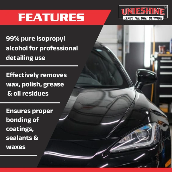 UNIESHINE 5L IPA Isopropyl Alcohol | High-Purity Surface Prep Cleaner for Car & Bike Detailing | Removes Oil, Wax, Adhesive & Polish Residue | Ideal for Paint Correction & Coating Preparation