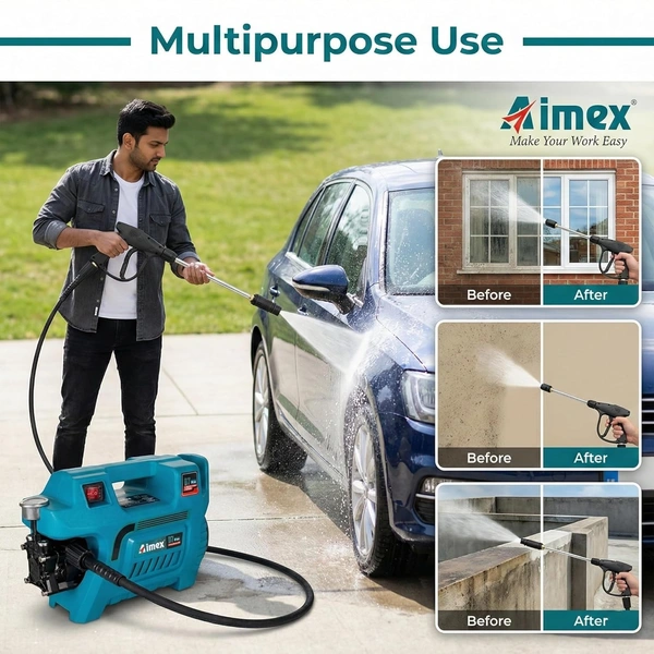 AIMEX Aimex D7 Plus Electric High Pressure Car Washer 2200W | 150 Bar Pressure Washer with Copper Winding | Portable Car & Home Cleaning Machine with 10M Hose (Blue)