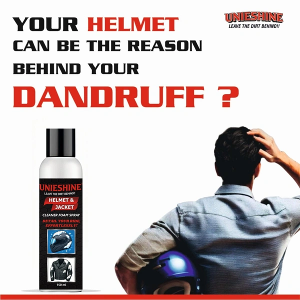 UNIESHINE Helmet & Jacket Cleaner Foam Spray 150ML with Microfiber Cloth | Quick-Dry No-Rinse Riding Gear Cleaner | Removes Dirt, Sweat & Odor | Safe for All Helmet & Jacket Materials